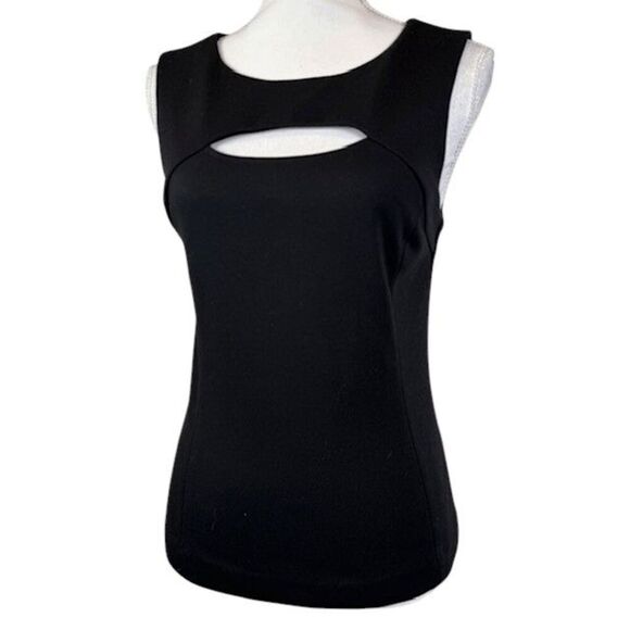 Laundry by Shelli Segal Sleeveless Front Cutout Back Zipper Top Black Size 4 - Picture 1 of 8